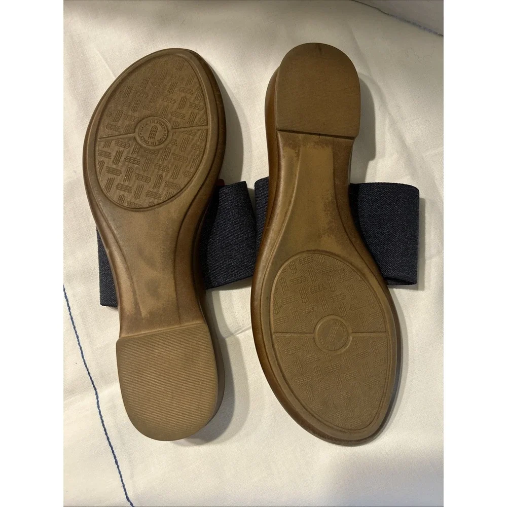 Italian Shoemakers Julliet Sandals Denim  Stretch Leather Flowers SZ 9 Italy